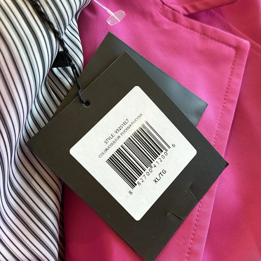NWT Ellen Tracy Double-Breasted Raincoat In Color Fuchsia